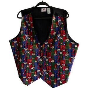 NutCracker Womens Plus 24W Christmas Holiday Vest‎ Nutcracker Print Multicolor